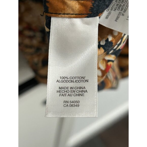 Jones New York Button Front Blouse Brown Black Sz 1X  Paisley Animal Print Work - Picture 8 of 10